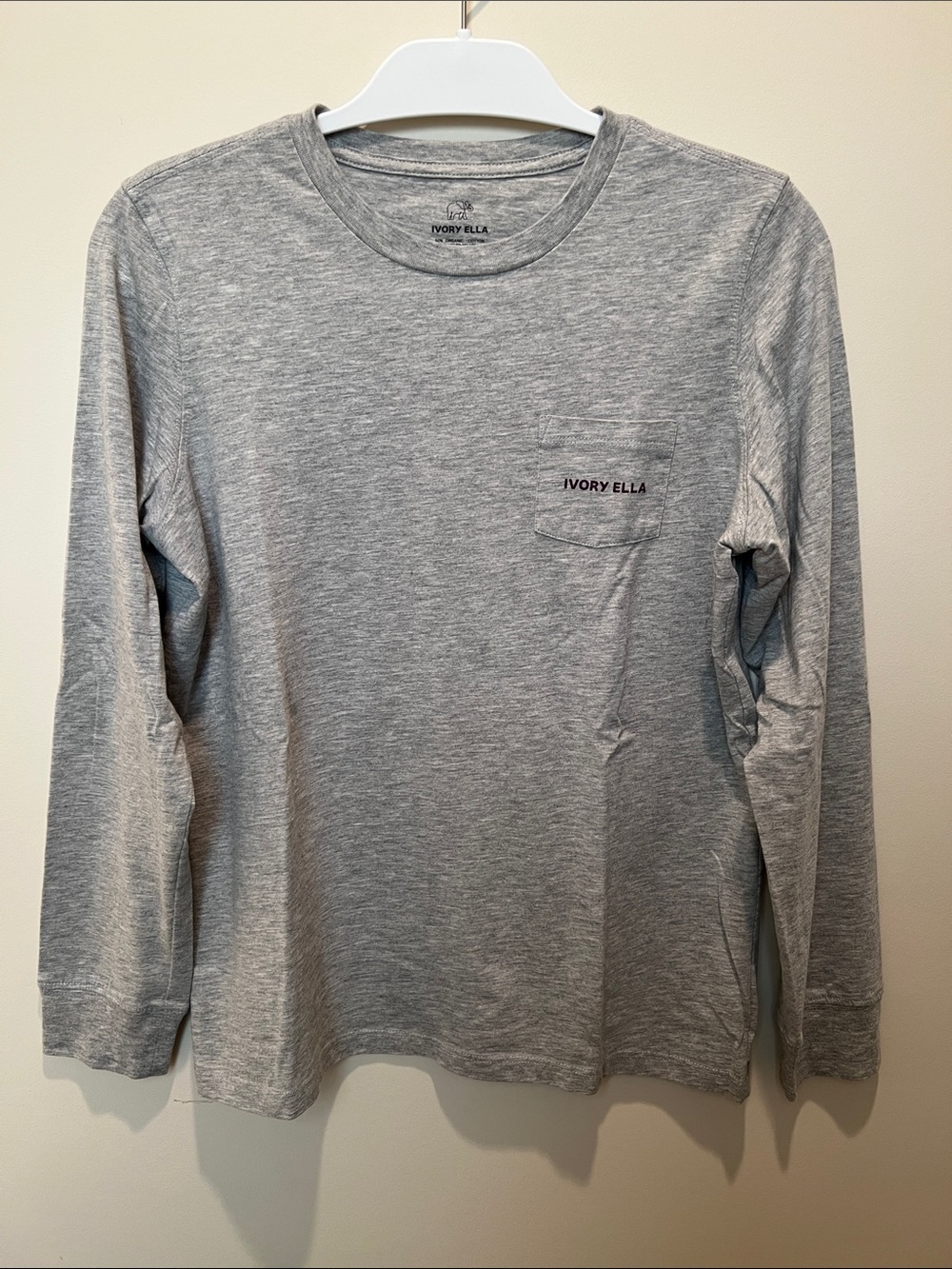 ivory ella Long Sleeve Pocket Tee - Heather Gray